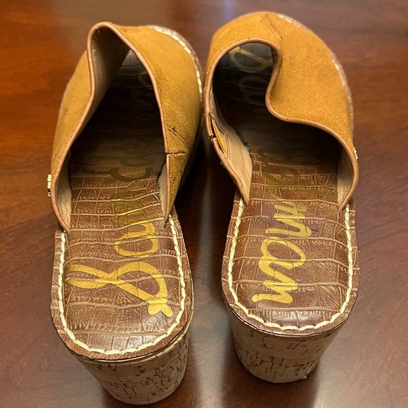 Sam Edelman Caramel suede leather "Ranger" Slip on Cork Wedge Sandals Size 9.5M - Picture 5 of 5